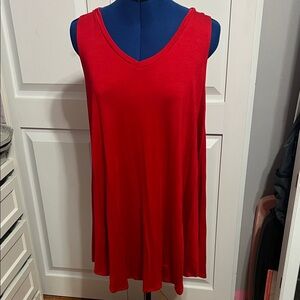 Red Sleeveless V-Neck Top